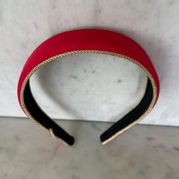 DEBORAH RHODES MOCHA Red Gold Padded Vintage Headband - Picture 1 of 14